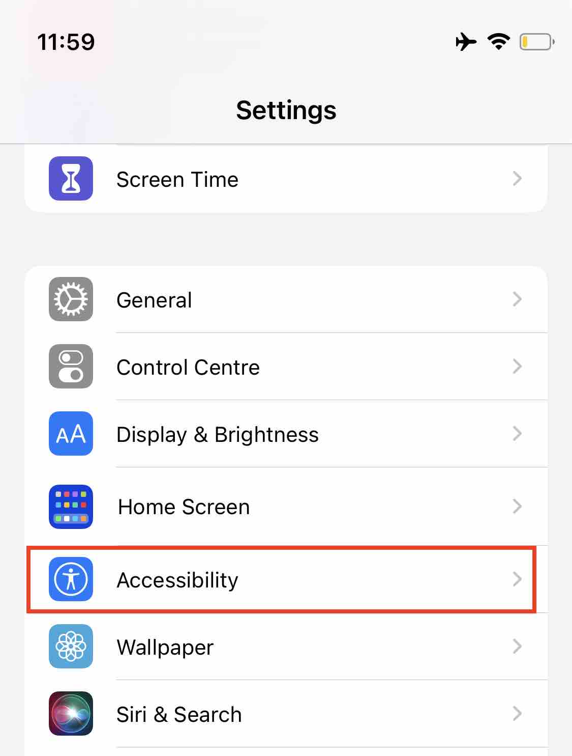 iOS 16 Accessibility under Settings.